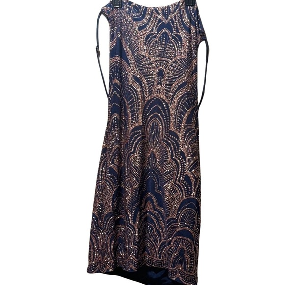 Jump' Glitter Bodycon dress -print Women Junior Party stretch mini blue M - Picture 6 of 9